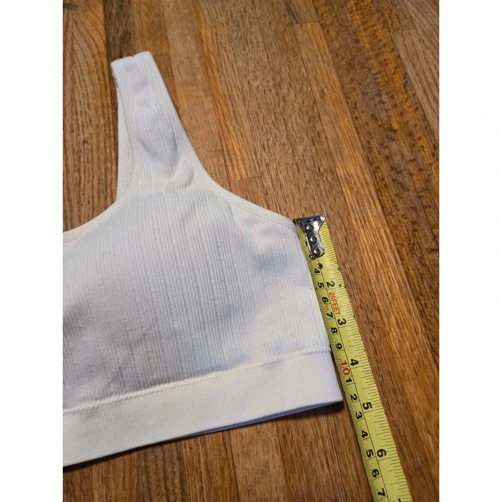 No Boundaries Women XL Cream White Ribbed Seamless Scoop Neck Wireless Bralette‎